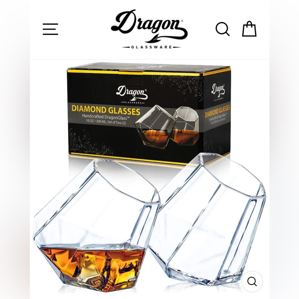 NIB Dragon Glassware 6-pc Diamond Glass Set ~ $25